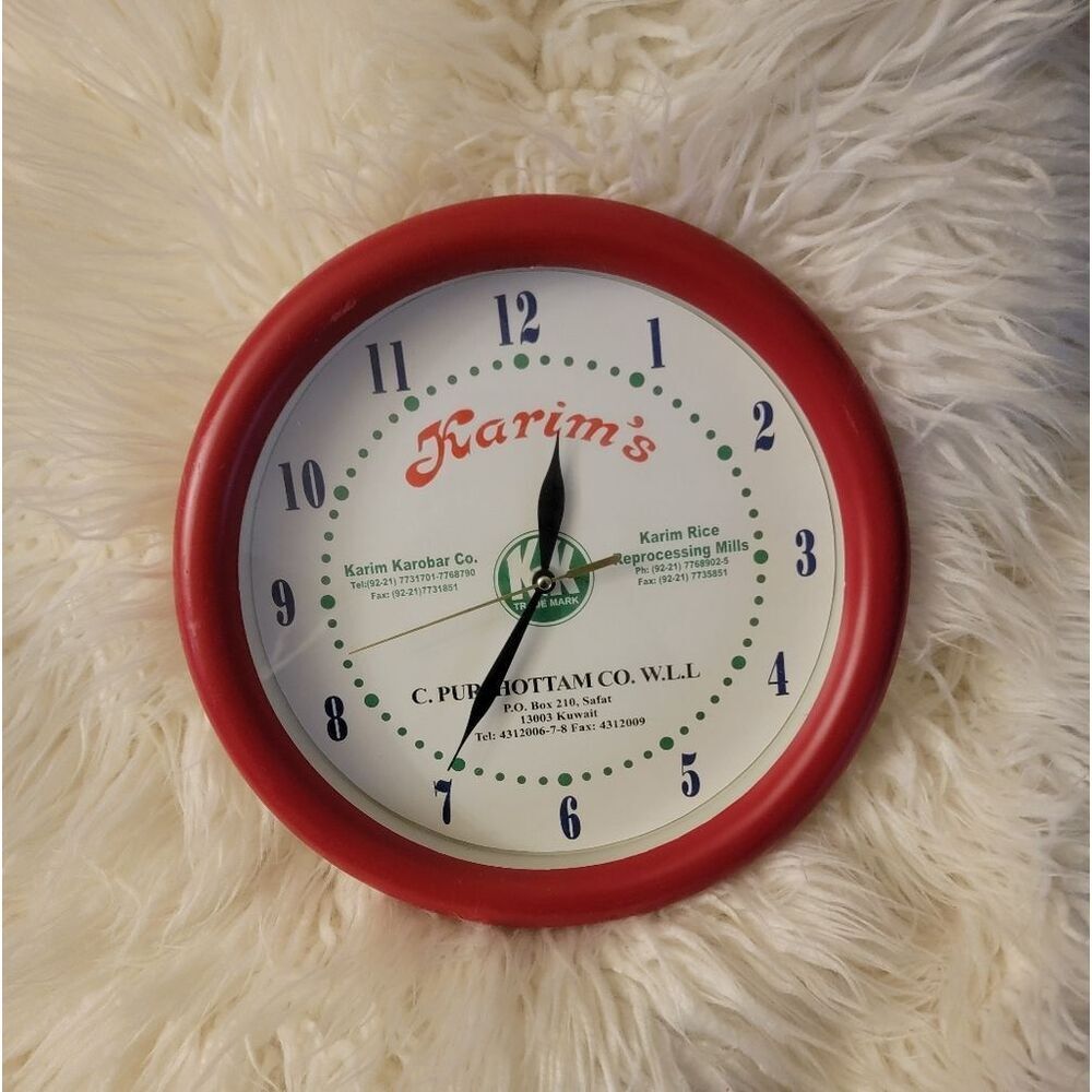 🆕️⏰️Vintage Clock Karim's Rice Reprocessing Mills & C Purhottam Co WLL Kuwait